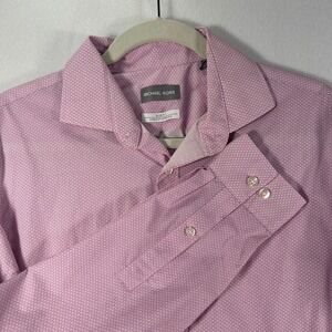 Michael Kors Men's Size L 16 32–33 Slim Fit Pink Button Up Shirt